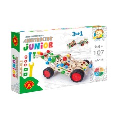 Constructieset Constructor Junior Sportauto 3 in 1 van hout-  107 onderdelen